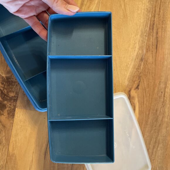 Vintage Tupperware Stow-N-Go Tuppercraft Sewing or Tackle Box 767-14 Blue - Picture 5 of 6